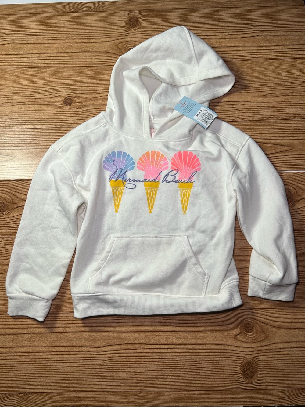 Cat & Jack "Mermaid Beach" hoodie is a cream-colored pullover Size XS